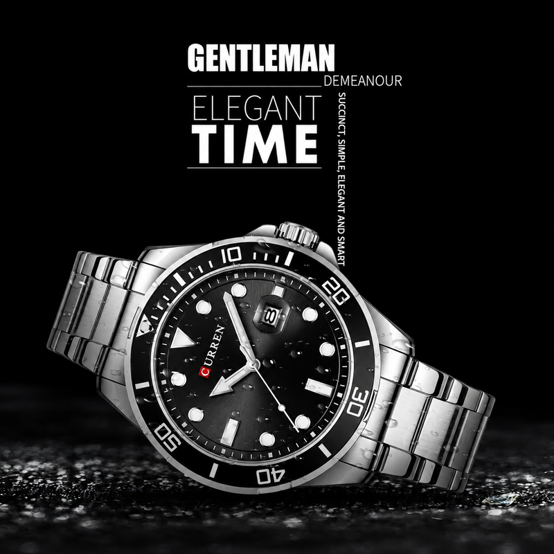 Curren 8388 Men's Watch – Silver & Black | ساعة كرين 8388 الرجالية detail view