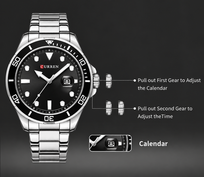 Curren 8388 crown and date adjustment
