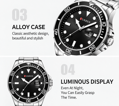 Curren 8388 alloy case and luminous display