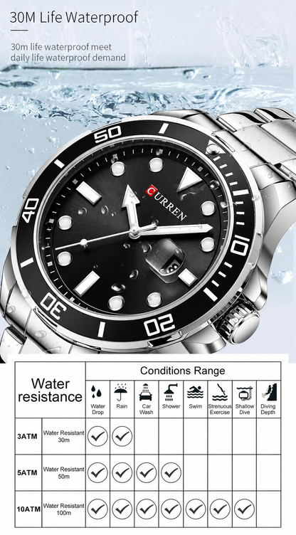 Curren 8388 water resistance 3ATM